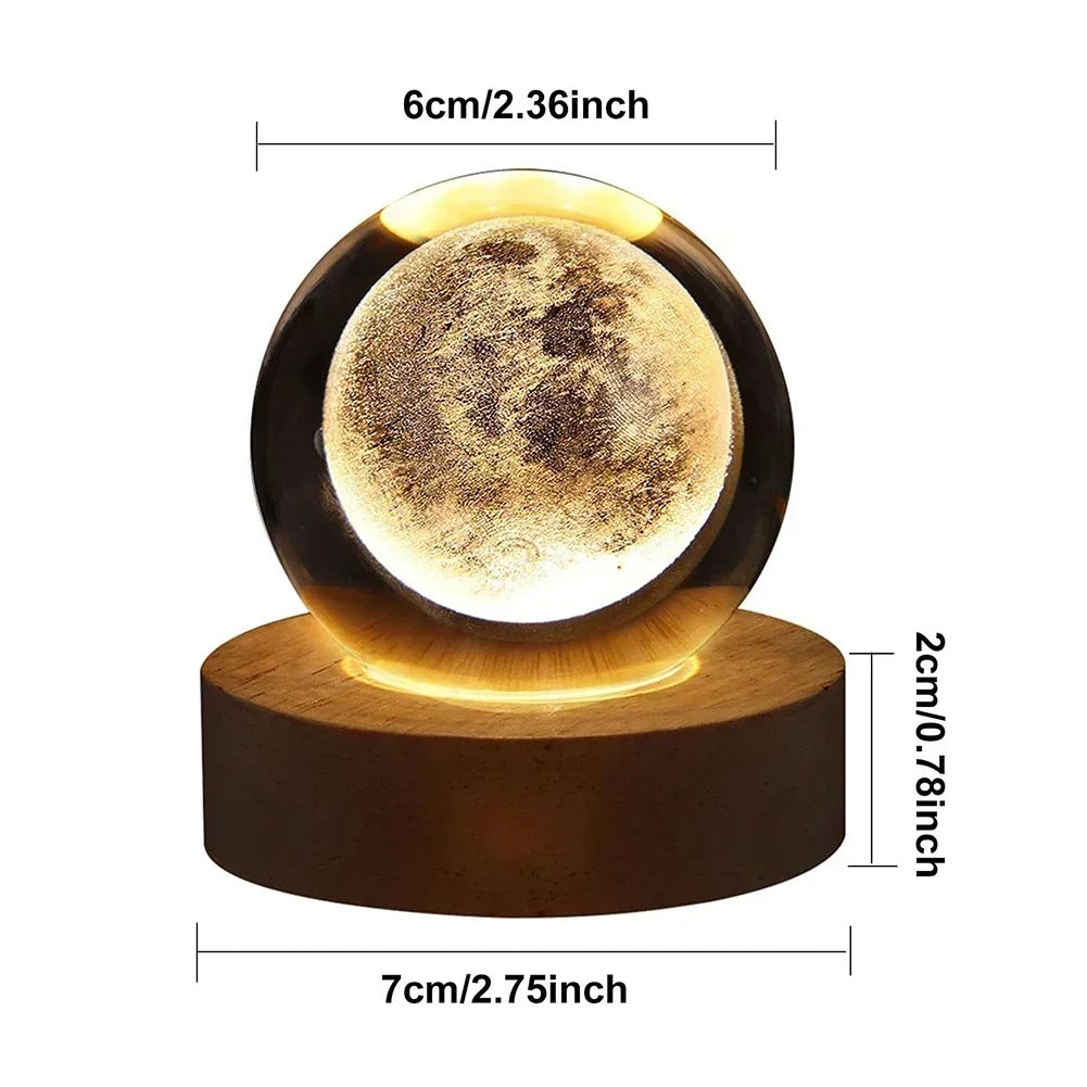 3D Lazer Engraved Crystal Ball Lamp with Galaxy and Planetary Projections