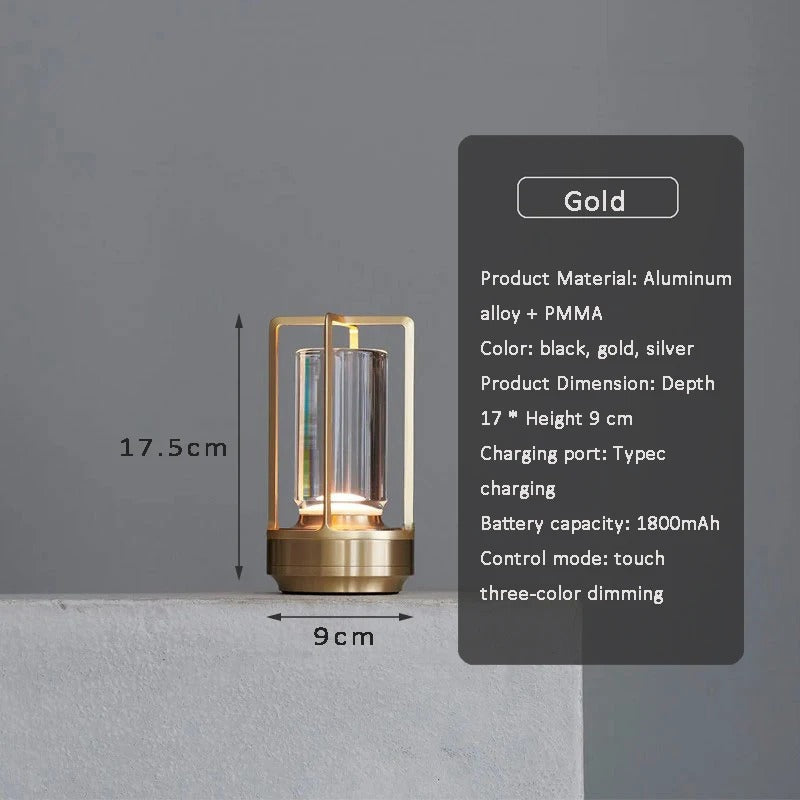 Aluminum crystal portable lamp