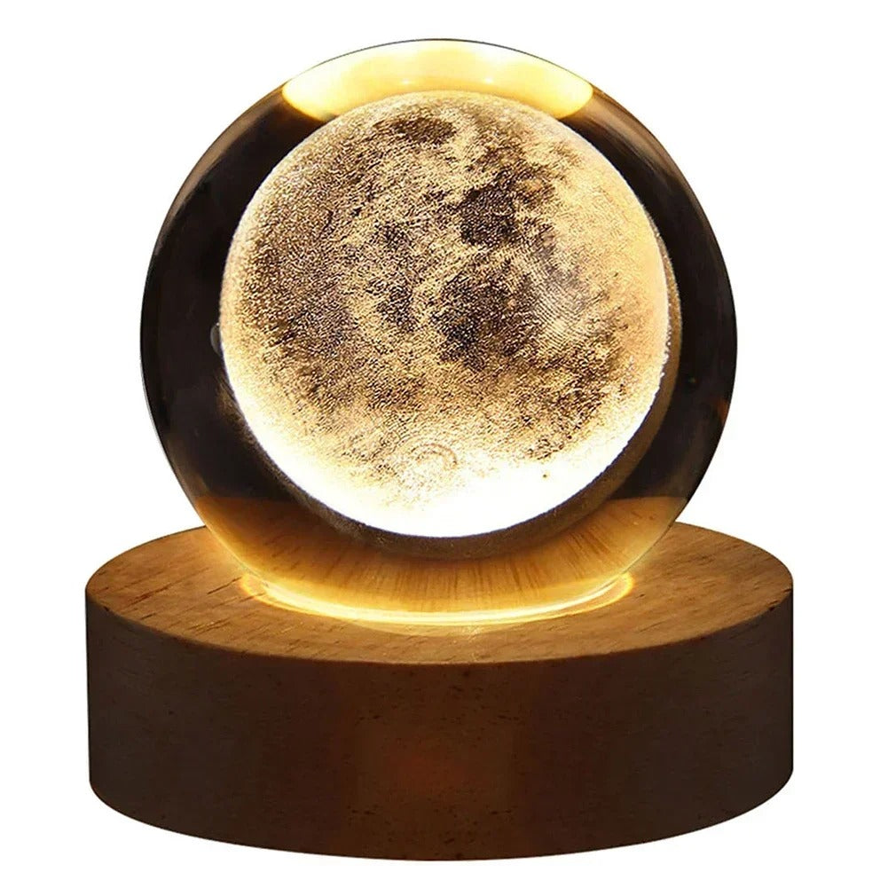 3D Lazer Engraved Crystal Ball Lamp with Galaxy and Planetary Projections