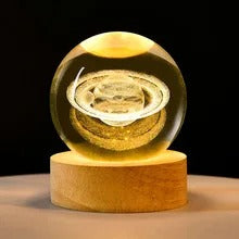 3D  Lazer Engraved Crystal Ball Lamp with Galaxy and Planetary Projections